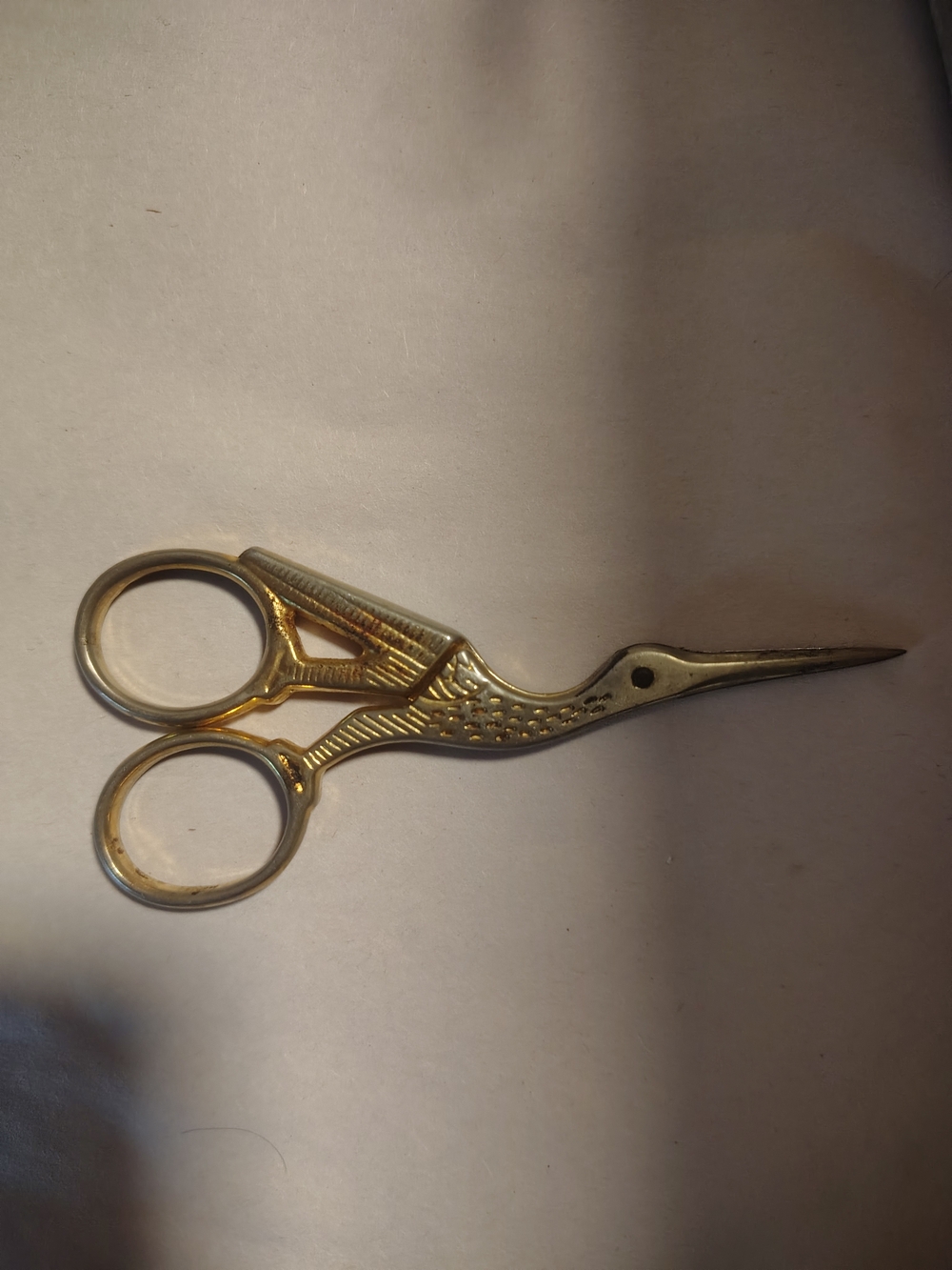Vintage Stork Embroidery Scissors – Gold Tone Crane Sewing Shears – 3.5" (or 4.5